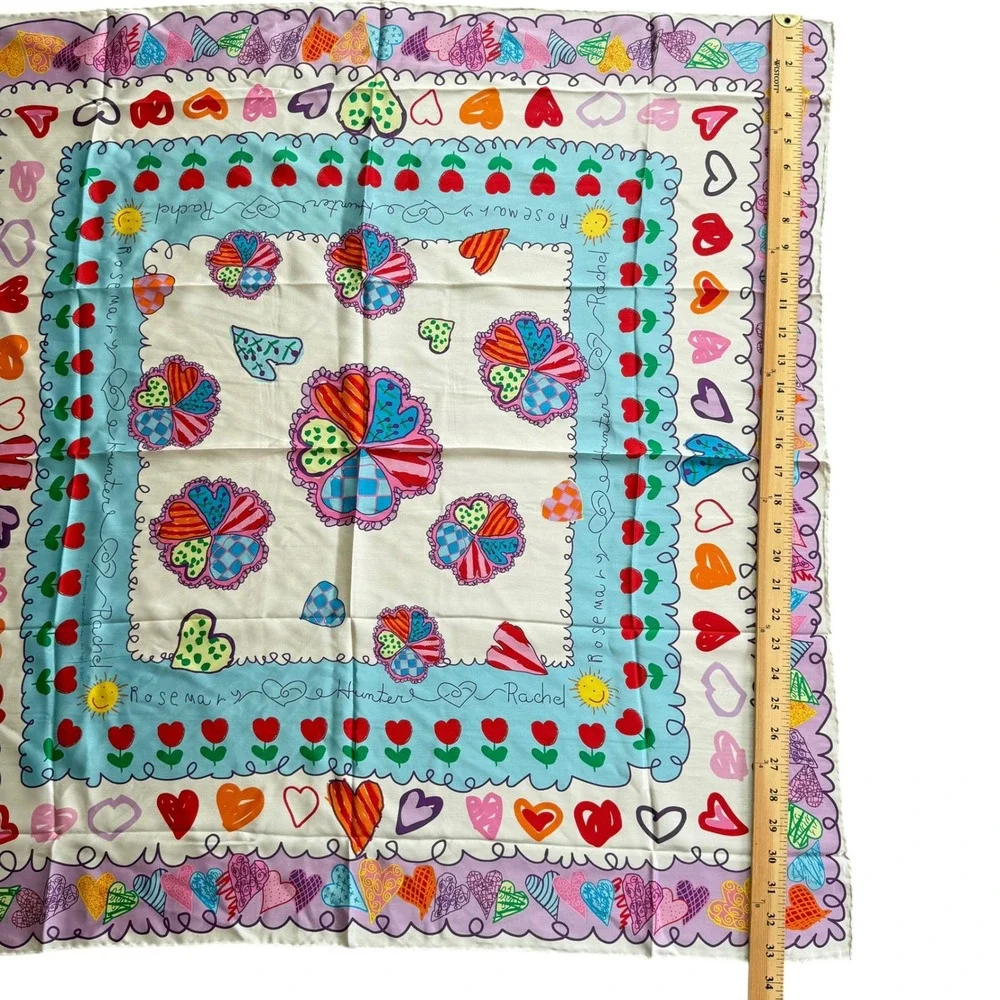 MD Anderson‎ Children's Art Project 2001 Silk Scarf Heart Tulip Print 33
